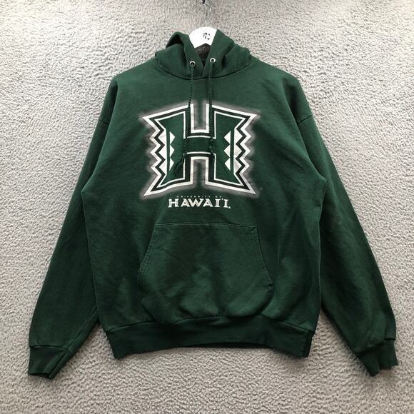 Hawaii University Rainbow Warriors Big Logo Sweatshirt Hoodie Mens Large Green - Picture 1 of 11